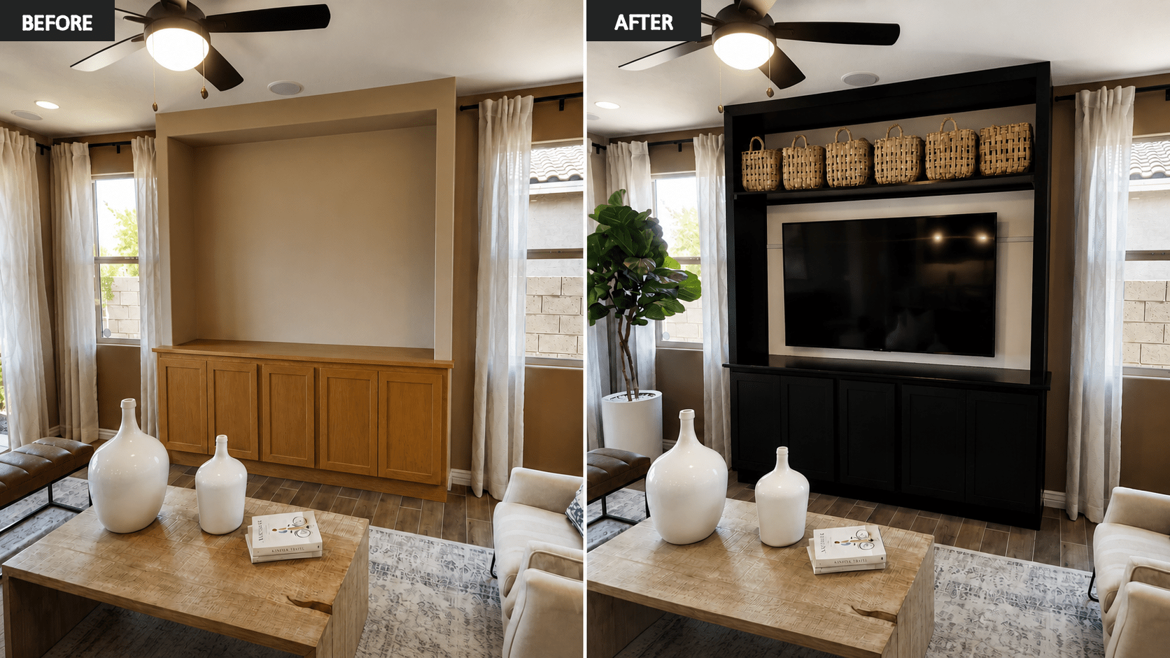 Before and after photo of a handyman service.
